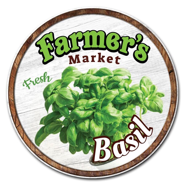 Signmission Corrugated Plastic Sign With Stakes 24in Circular-Farmers Market Basil, C-24-CIR-WS-Basil C-24-CIR-WS-Basil - main